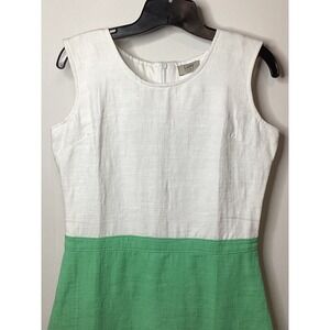 LOFT White &‎ Green Colorblock Sleeveless Dress, Career, Party, Women's